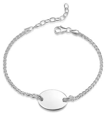 Produktbild von MATERIA by Matthias Wagner Damen Gravur Armband 925 Silber mit ovaler Gravurplatte 16,5-19,5cm verstellbar SA-155-Silber
