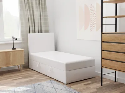 Produktbild von FEDVE Boxspringbett Einzelbett KOLORADO MINI BASIC mit Bettkästen Jugendbett mit Bonell-Matratze 90x200 Rechts
