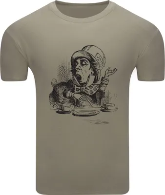 Produktbild von Diarbo Herren T-Shirt mit Aufdruck Alice im Wunderland Verrückter Hutmacher Khaki Gr.M