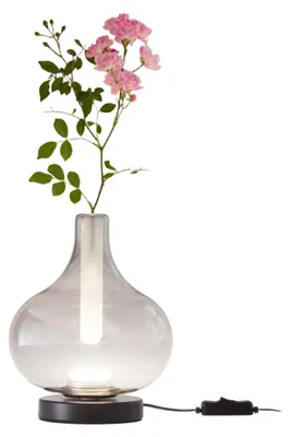 Image de Lampe De Table Crodo, Gris Clair Transparent, Led 7W, 2700K-3000K-4000K, Variateur Tactile, Verre Borosilicate, Éclairage Élégant Et Réglable.