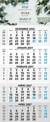 Produktbild von Monatskalender 2027 / 5-Monatskalender / Bürokalender / Wandkalender