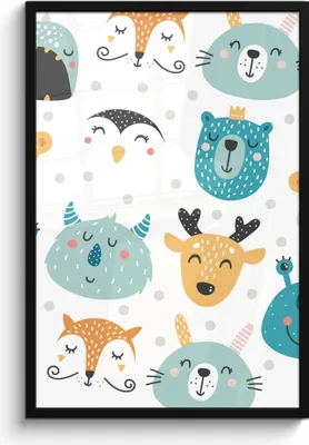 Produktbild von MuchoWow® MuchoWow® Gerahmtes Poster Tiere - Kinder - Muster - Jungen - Mädchen - Baby - Kind 60x90 cm - Poster mit zchwarzem Bilderrahmen - Kunst
