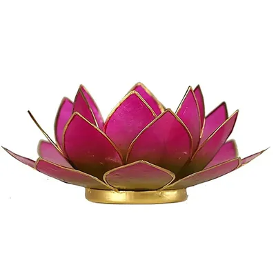 Produktbild von Lotus Teelichthalter rosa goldfarbig -- 13.5 cm