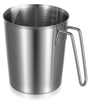 Obrázok produktu pre Odmerný pohár z nehrdzavejúcej ocele, objem 1 liter, s odmernými stupnicami a výlevkou, vhodný do umývačky riadu