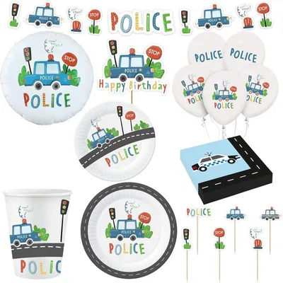 Produktbild von Polizei Geburtstag Deko Partyset Kindergeburtstag Police Geburtstagsdeko