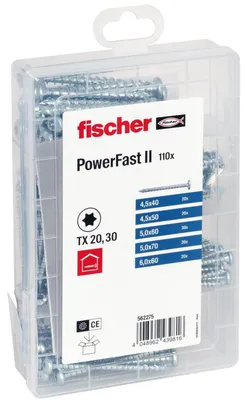 Immagine prodotto di fischer 562275 fischer Holzbauschrauben Meisterbox - PowerFast II PH VG TX 562275 4,5/5/6 mm x 40/50/60/70 mm, 110 St.