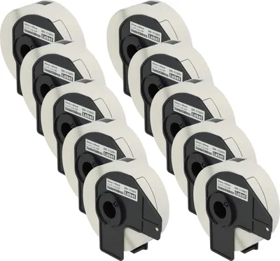 Produktbild von vhbw 10x Rolle mit Halter 29mm x 90mm (400 Etiketten) kompatibel mit Brother PT QL500BW, QL-550, QL-560, QL-500, QL-500A, QL500BS Drucker Weiß