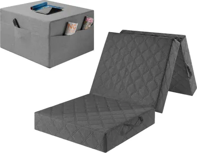 Immagine prodotto di sleepling - Materasso per ospiti Comfort Visco singolo, 195x75x14 cm, materasso pieghevole, sgabello con rivestimento, grado di rigidità universale 2,5, grigio