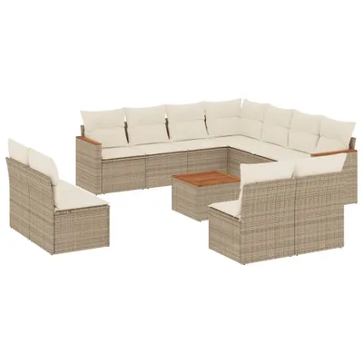 Image de vidaXL Ensemble de 12 canapés de jardin avec coussins Beige Poly Rattan