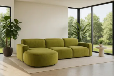 Productafbeelding van Kaiser Möbel Hoekbank Cursal Round, L-vormig, bekleding Salvador, kleur olijfgroen, links