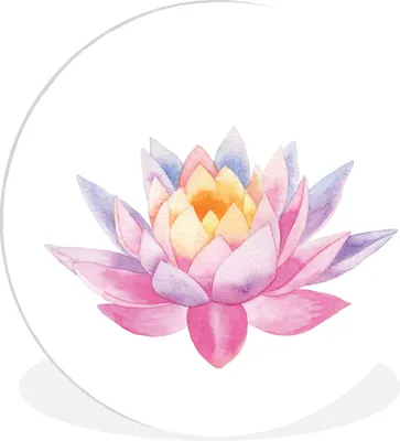 Produktbild von MuchoWow® Rundes Wandbild - Runde Bilder Aquarell - Blume - Seerose Ø 60 cm Kreis Wanddekoration Kunststoff - Wandkreis - Wandschmuck - Wand Kreis - Das Schlafzimmer - Die Bilder - Wandmalerei - Kunst für das Haus - das Plastik