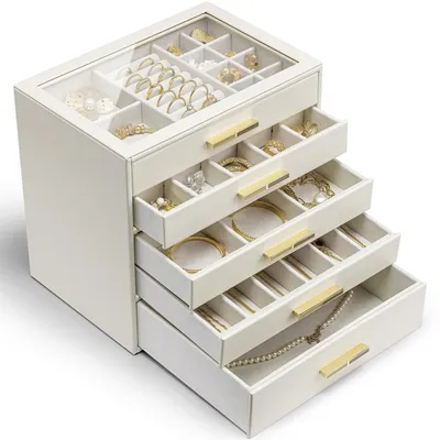 Produktbild von Schmuckkästchen mit 5 Ebenen, Organizer für Schmuck mit Glasdeckel