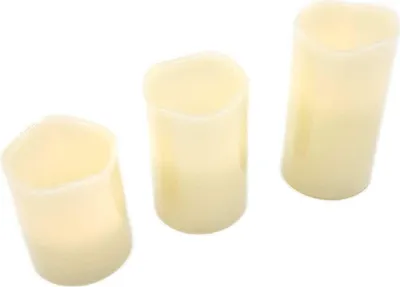 Produktbild von LED Kerzen Set Dekoration Flammenlos Flackernd Elfenbeinfarben D 8 x H 10 cm 12 cm 15 cm
