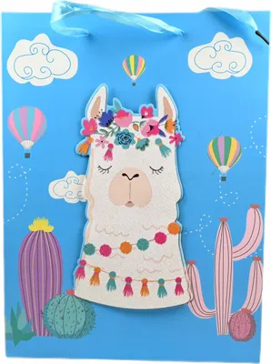 Produktbild von Große Geschenktüte Lama Alpaka 30x40cm - Stabile Papiertüte für Geburtstagsgeschenke