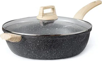 Produktbild von Famanu Wokpfanne mit Deckel 32 cm 6,1 L - Antihaftbeschichtung, für alle Kochplatten geeignet