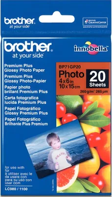 Zdjęcie produktu dla Brother BP71GP20-10x15 'Brother Glossy Photo Paper'(10x15cm, 20 list, 260 g/m2)