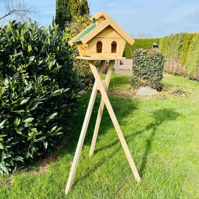 Immagine prodotto di Solidchoice - Casetta per uccelli in legno realizzata a mano, con supporto per mangiatoia
