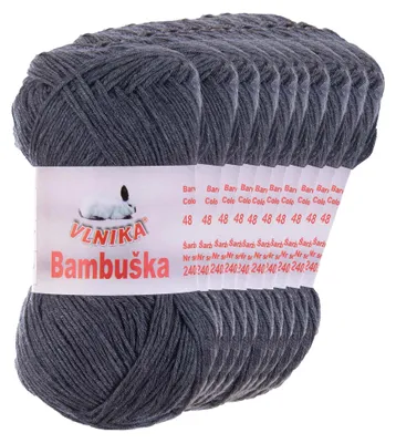 10 x 50g Häkelgarn Bambuska Sommergarn Strickgarn Baumwolle Viskose unifarben, dunkelgrau
