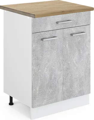 Produktbild von Küchenunterschrank Vicco R-Line Beton 60 cm mit Schublade, AP Eiche, Model 45956