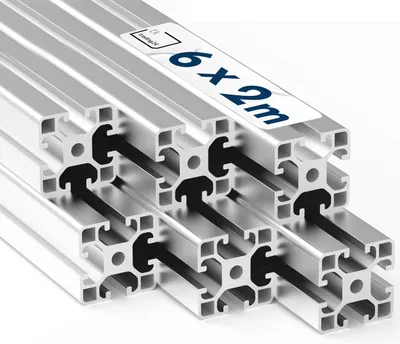 Produktbild von Alu Profil 6 Stück 40x40mm 2m System-, Montage-, Konstruktionsprofil Nut 8