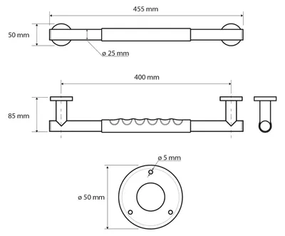 Produktbild von Sapho Haltegriff mit rutschfestem 400mm, polierter Edelstahl