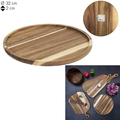 Zdjęcie produktu dla Taca z drewna akacjowego AKACJA Ø32 cm