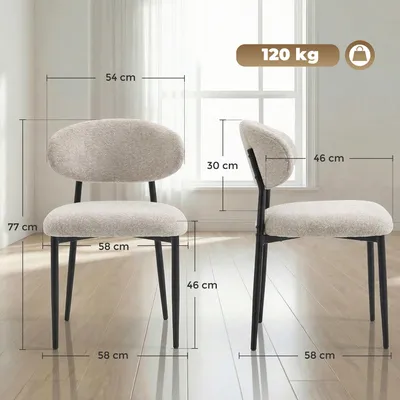 Produktbild von HOMCOM Esszimmerstühle 2er Set Küchenstuhl mit Leinenoptik, gebogene Rückenlehne