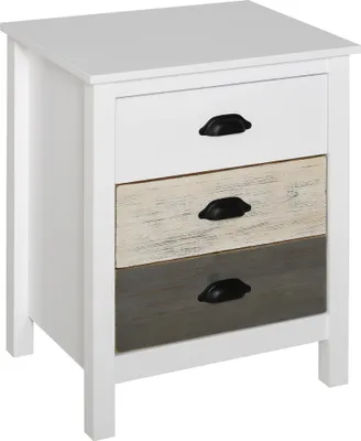 Obrázek produktu pro Noční stolek - Noční komoda - 3 zásuvky - 50×38×65 cm - Moderní marocký styl - Bílá barva