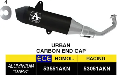 Immagine prodotto di Marmitta completa ARROW omologata Urban nera fondello carby per Piaggio VESPA GTS 310