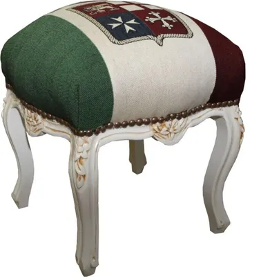 Produktbild von Casa Padrino Barock Sitzhocker Italien Design / Amtik Stil Weiß Höhe 40 cm, Breite 35 cm - Barock Möbel