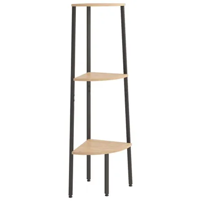 Obrázek produktu pro vidaXL Rohový regál se 3 policemi světle hnědý a černý 45,5x31,5x120 cm