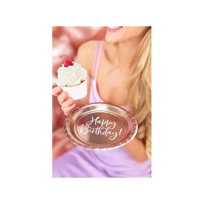 Immagine prodotto di Pappteller Happy Birthday 18cm rosegold 6er Set