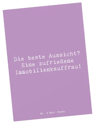 Produktbild von Mr. & Mrs. Panda Fotokarte Spruch Immobilienkauffrau Freude - Lavendeltraum - Geschenk, Ansichtskarten, Postkarten, Beruf, Postkarte, Ansichtskarte, Anerkennung, Vertrag