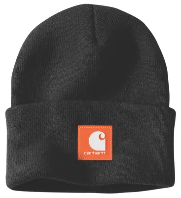 Produktbild von Carhartt 106920 Rubber Patch Watch Cap Beanie Black/Worksite Orange OS