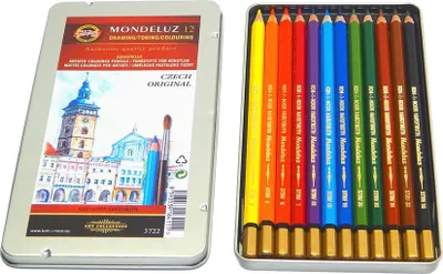 Image de Koh-i-noor MONDELUZ 3722/12 - crayons de couleur aquarellables České Budějovice en étui - 12 pièces