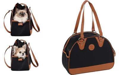 Produktbild von Flamingo Hundetasche - Tragetasche Paddie Schwarz - 41 x 19 x 30 cm - Polyester