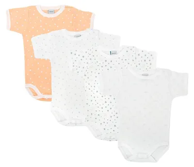 Produktbild von BABIDU | 4er-Pack Babybody Kurzarm mit Schulteröffnung – 100% Baumwolle, weich &