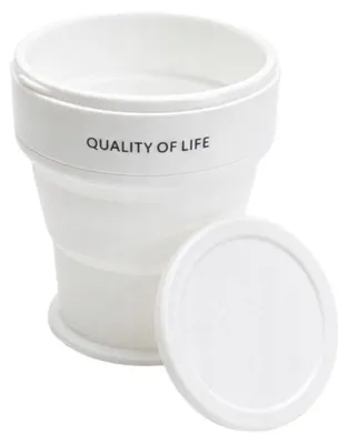 Zdjęcie produktu dla Verk 07527 Składany kubek silikonowy z pokrywką, pojemność 200 ml, kolor biały