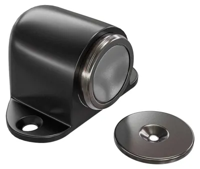 Produktbild von Amig - Magnetischer Türstopper | Halter mit starkem Magnet | Einfache Bodenmontage | Inklusive Befestigungsmaterial | Schwarz | 44 x 40 mm | Zamak