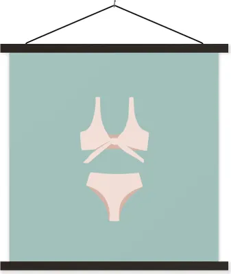 Produktbild von MuchoWow® Textilposter Sommer - Bikini - Pastell 40x40 cm mit schwarzem Rahmen - Fotos