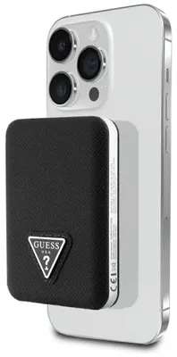 Zdjęcie produktu dla Powerbank Indukcyjny Guess Grained Triangle 5000Mah 15W Usb-C Magsafe Czarny