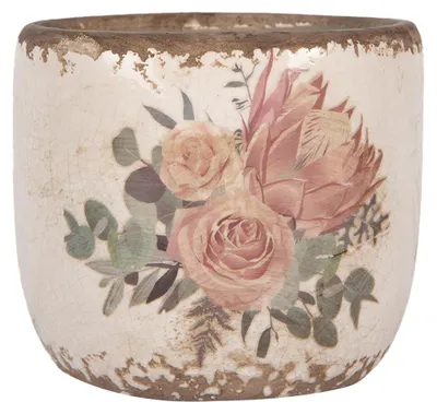 Produktbild von Clayre & Eef Blumentopf Ø 11x10 cm Beige Keramik Blumen