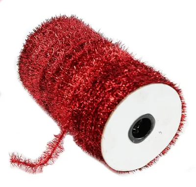 Produktbild von Lametta Band Rot Metallisch 25 Yards 5 Stränge für Weihnachtsdeko & Party