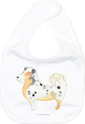 Produktbild von Mr. & Mrs. Panda Lätzchen Hund Australien Shepherd - Weiß - Geschenk, Sprüche, Familienhund, Schlabberlatz, Kinderlätzchen, Für Babys, Sabber, Babylätzchen, Spruch
