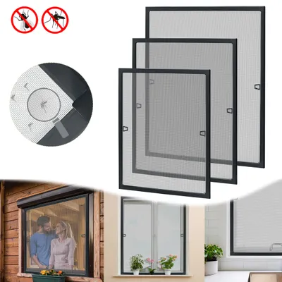 Produktbild von UISEBRT Insektenschutzgitter für Fenster 100x120cm Anthrazit 2 Stück Fiberglas Mückengitter mit Alurahmen zur bohrlosen Montage