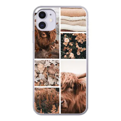 Produktbild von MuchoWow® Handyhülle Schutzhülle Hülle für iPhone 11 Schottischer Highlander - Collage - Blumen Silikon Softcase Handy Hülle - Handytasche
