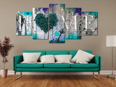 Produktbild von Akustikbild Home 200x100 cm 5-teilige Bilder Akustikschaum Hochleistungsschallabsorber Schallschutz Leinwand 5 tlg Wandbild Raumakustik Schalldämmung f-A-0008-b-p