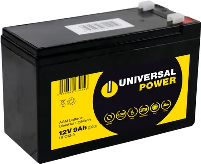 Produktbild von Universal Power AGM UPC12-9 12V 9Ah (C20) AGM Batterie zyklenfest wartungsfrei