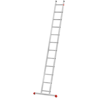 Produktbild von Hailo S60 ProfiStep UNO Anlegeleiter - Leiter 12 Sprossen - Alu Sprossenleiter mit 2 Tatzenfüßen - belastbar bis 150kg - Aluminium Leiter  Germany - Sprossen Anlegeleiter rostfrei - Silber