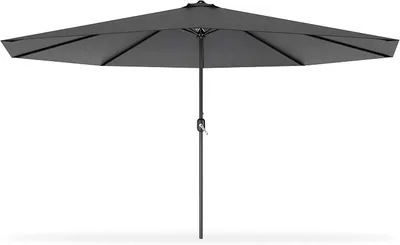 Image de Parasol rond de jardin QEENTOE, diamètre 350 cm, avec manivelle, protection UV 40+, stable, idéal pour le jardin, le balcon ou la terrasse, couleur gris foncé